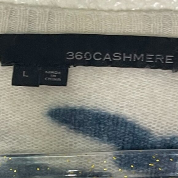 360 Cashmere | Theo Deep V Cashmere Sweater in Blue Chalk Camo Print - Picture 6 of 8